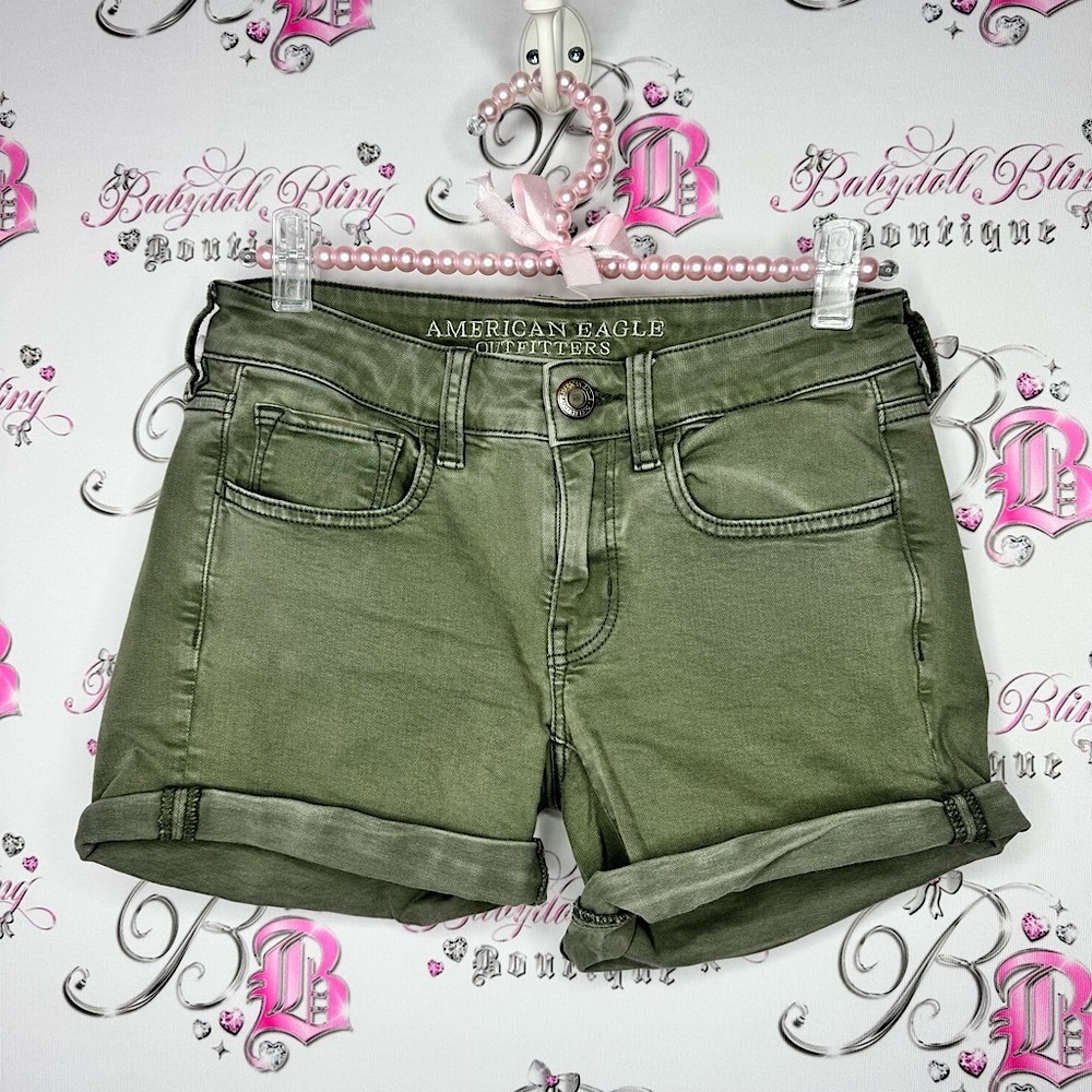American Eagle Outfitters shorts cargo style roll up denim jean Green Shorts
